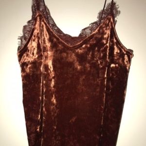 Free People Velvet Lace Thin Strap Tank Top